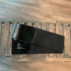 Black H&M Belt Faux Patent Leather and Stretch Fabric - XS